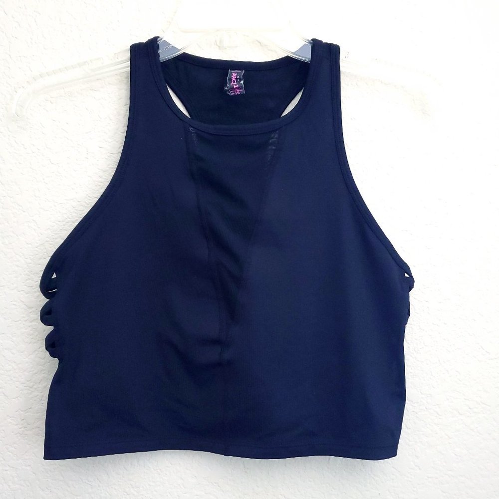 Racerback sports crop top with built-in bra